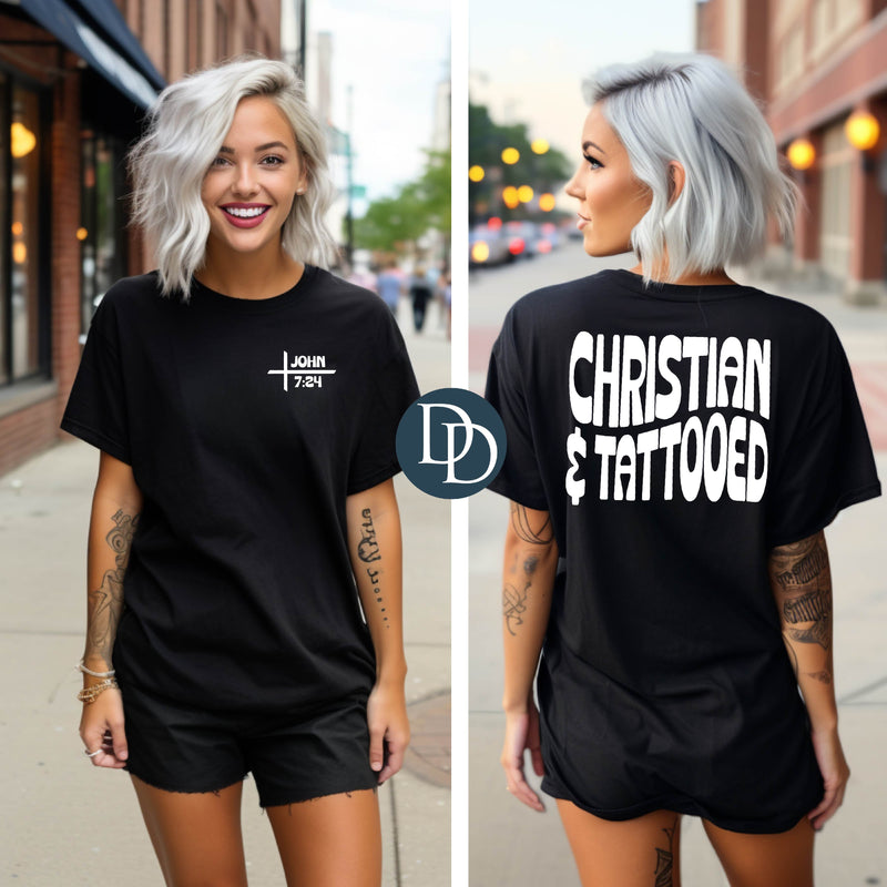 Tattooed Christian (White Ink) *Screen Print Transfer*