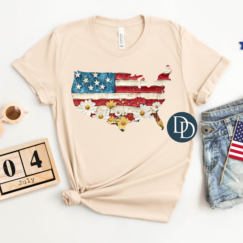 Textured Flag Floral Knock Out *DTF Transfer*