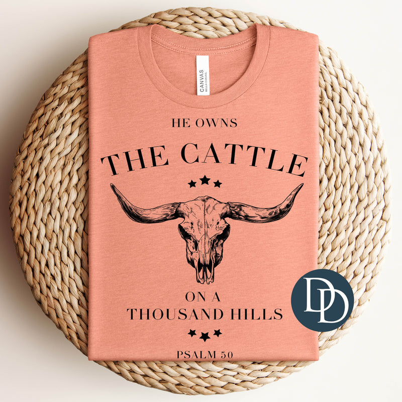 The Cattle On a Thousand Hills (Black Ink) *Screen Print Transfer*