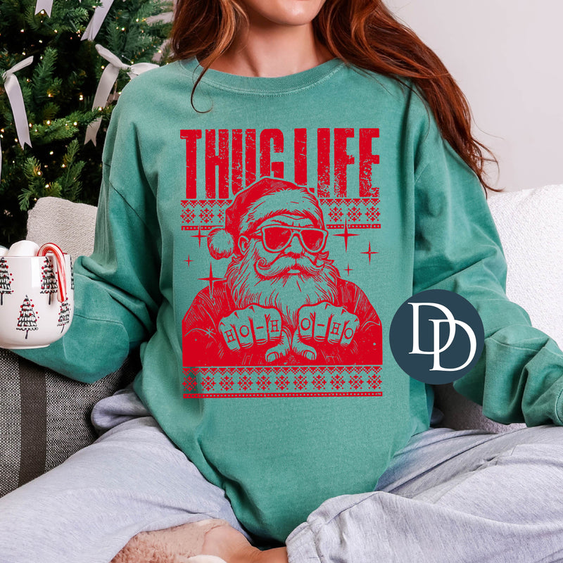 OVERSIZED Thug Life Santa Red Ink *DTF Transfer*