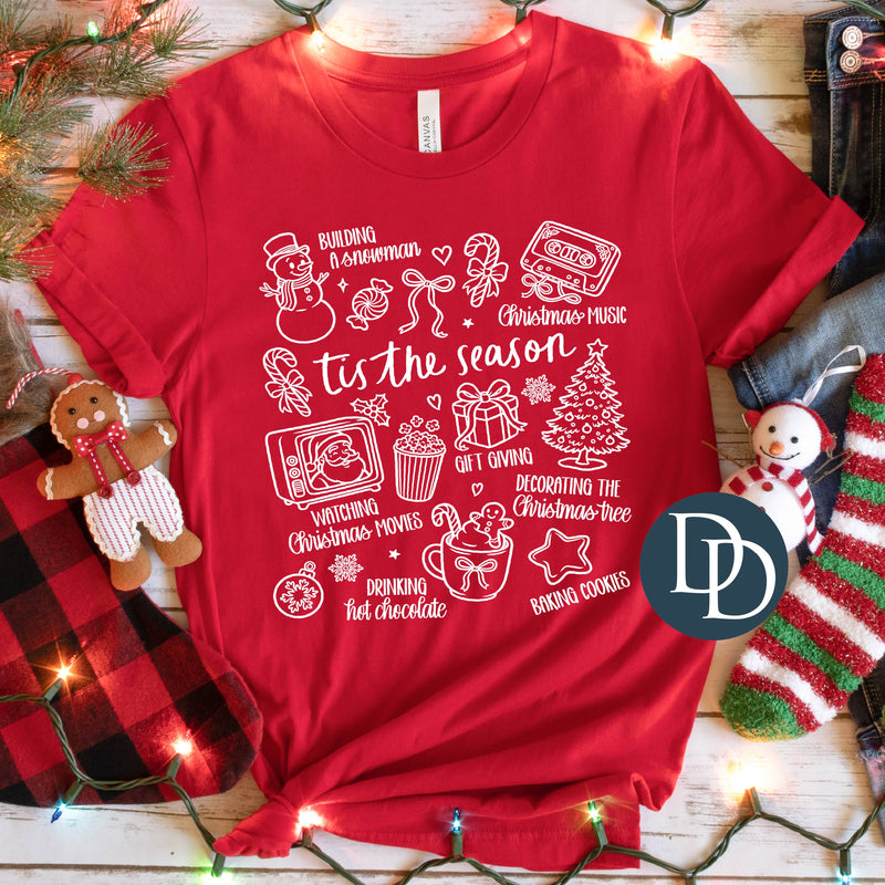 Tis The Season Christmas Collage (White Ink) *Screen Print Transfer*