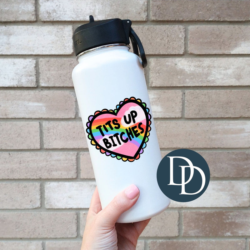 Tits Up Multi Color Heart *UV DTF Decal*