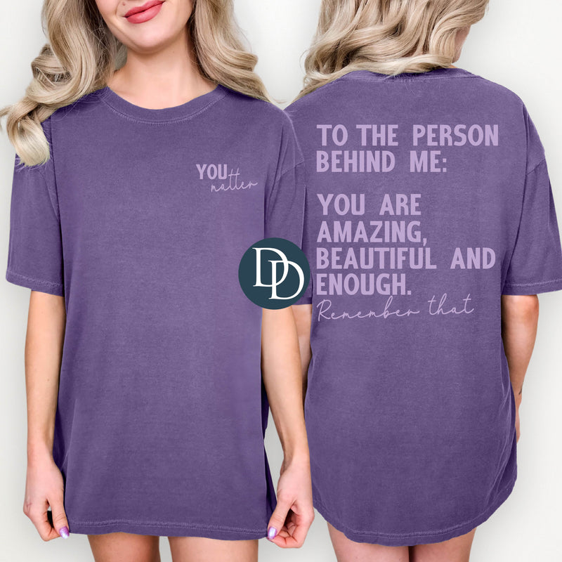 To the Person Behind Me with Pocket (Lavender Ink) *Screen Print Transfer*