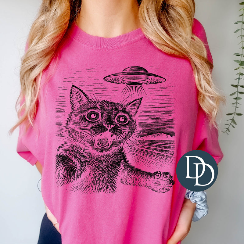 UFO Cat (Black Ink) *Screen Print Transfer*