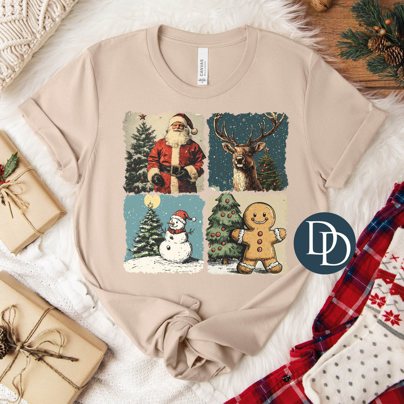 Vintage Christmas Character Grid *DTF Transfer*