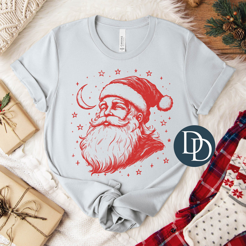 Vintage Santa Sky (Fire Red Ink) *Screen Print Transfer*