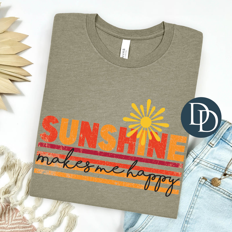 Vintage Sunshine Makes Me Happy *DTF Transfer*