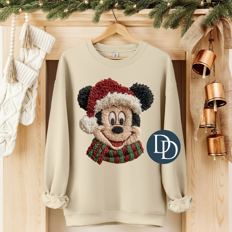 Vintage Winter MickE Faux Yarn *DTF Transfer*