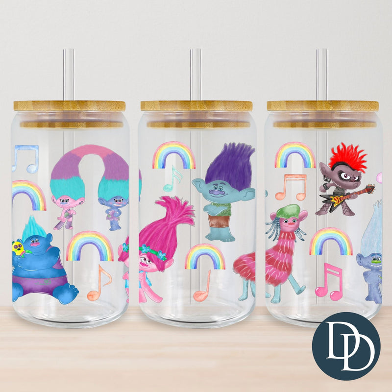 Watercolor Hand Drawn Troll Friends *UV DTF Cup Wrap*