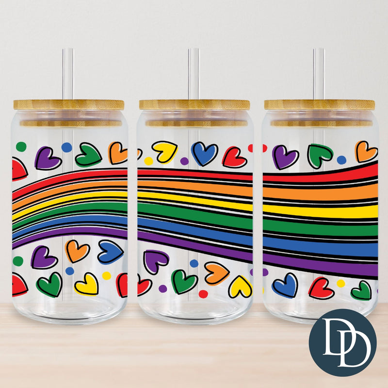 Wavy Pride Color Blocked Hearts *UV DTF Cup Wrap*