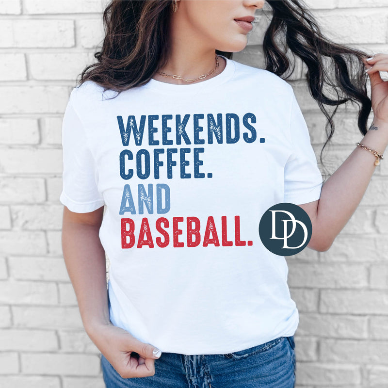 Weekends Coffee Baseball Line Word Art *DTF Transfer*