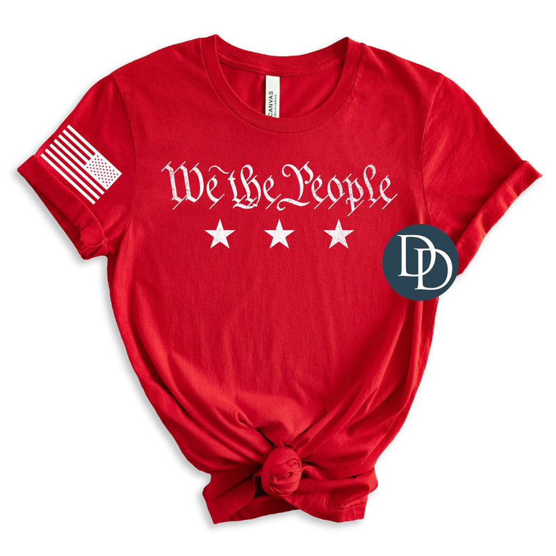 We the People with Flag Sleeve Accent (White Ink) *Screen Print Transfer*