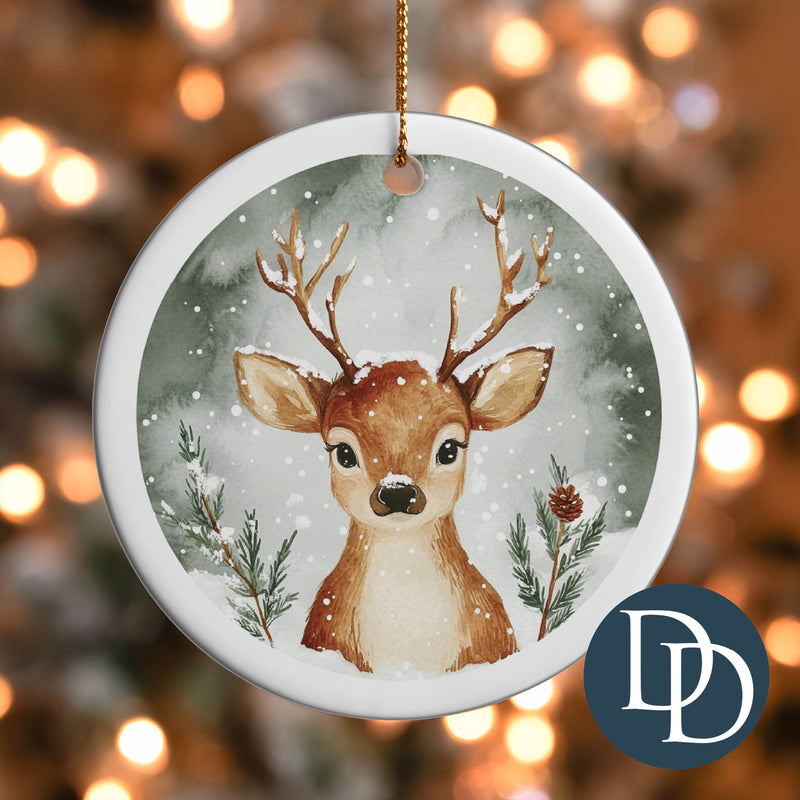 Woodland Snowy Deer *UV DTF Ornament Decal*