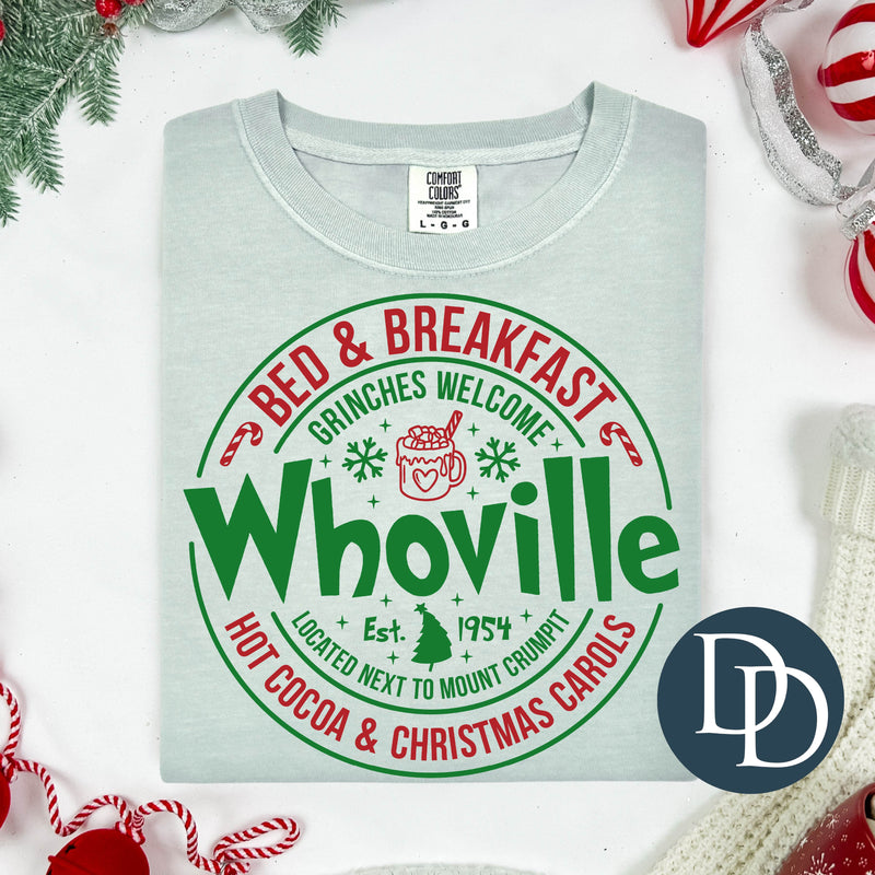 Wville Bed And Breakfast Red And Green *DTF Transfer*