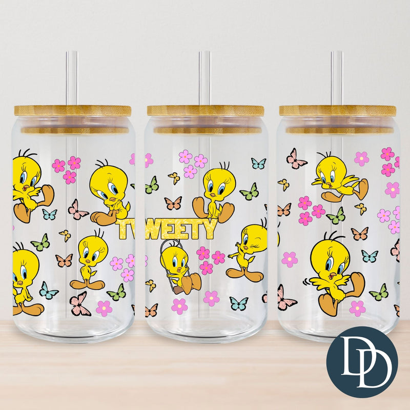 Yello Tweet Bird Butterflies *UV DTF Cup Wrap*