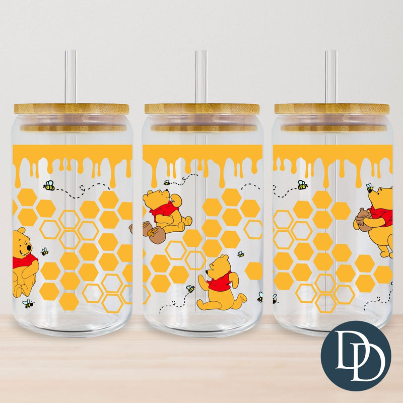 Yellow Bear Honeycomb *UV DTF Cup Wrap*