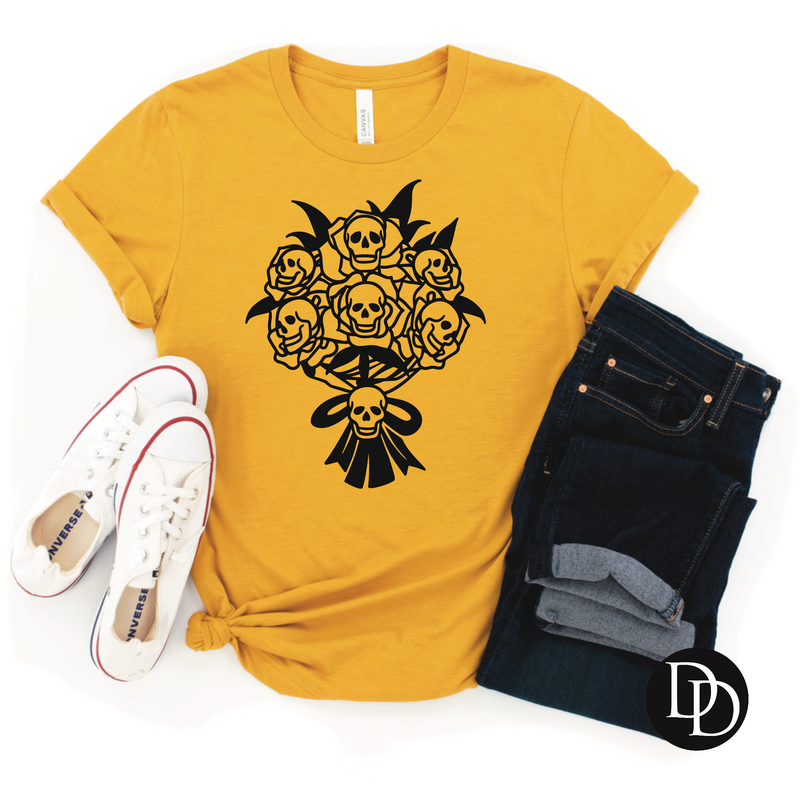 Skull Bouquet (Black Ink) *Screen Print Transfer*